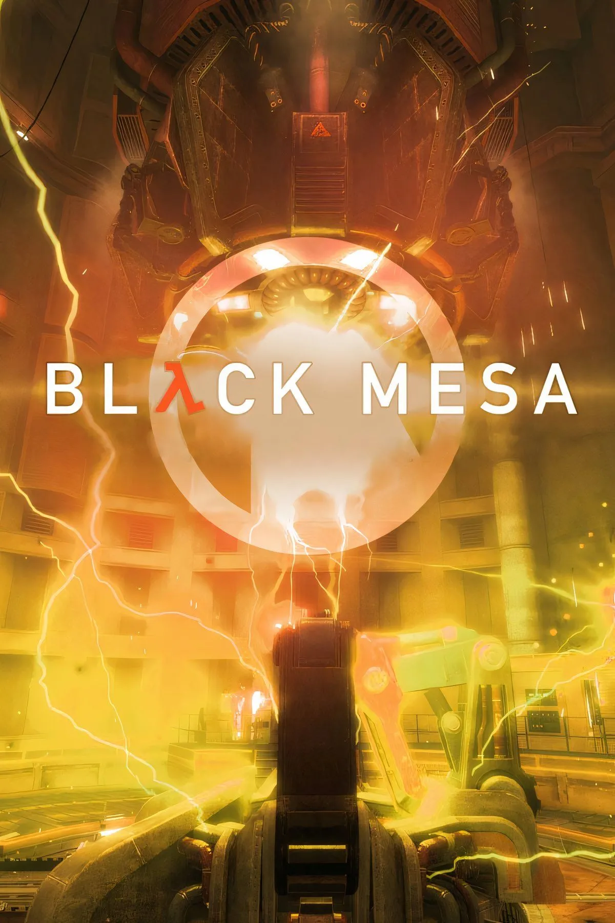 Ảnh bìa của Black Mesa, bản làm lại chất lượng cao của game Half-Life, thể hiện không khí khoa học viễn tưởng.