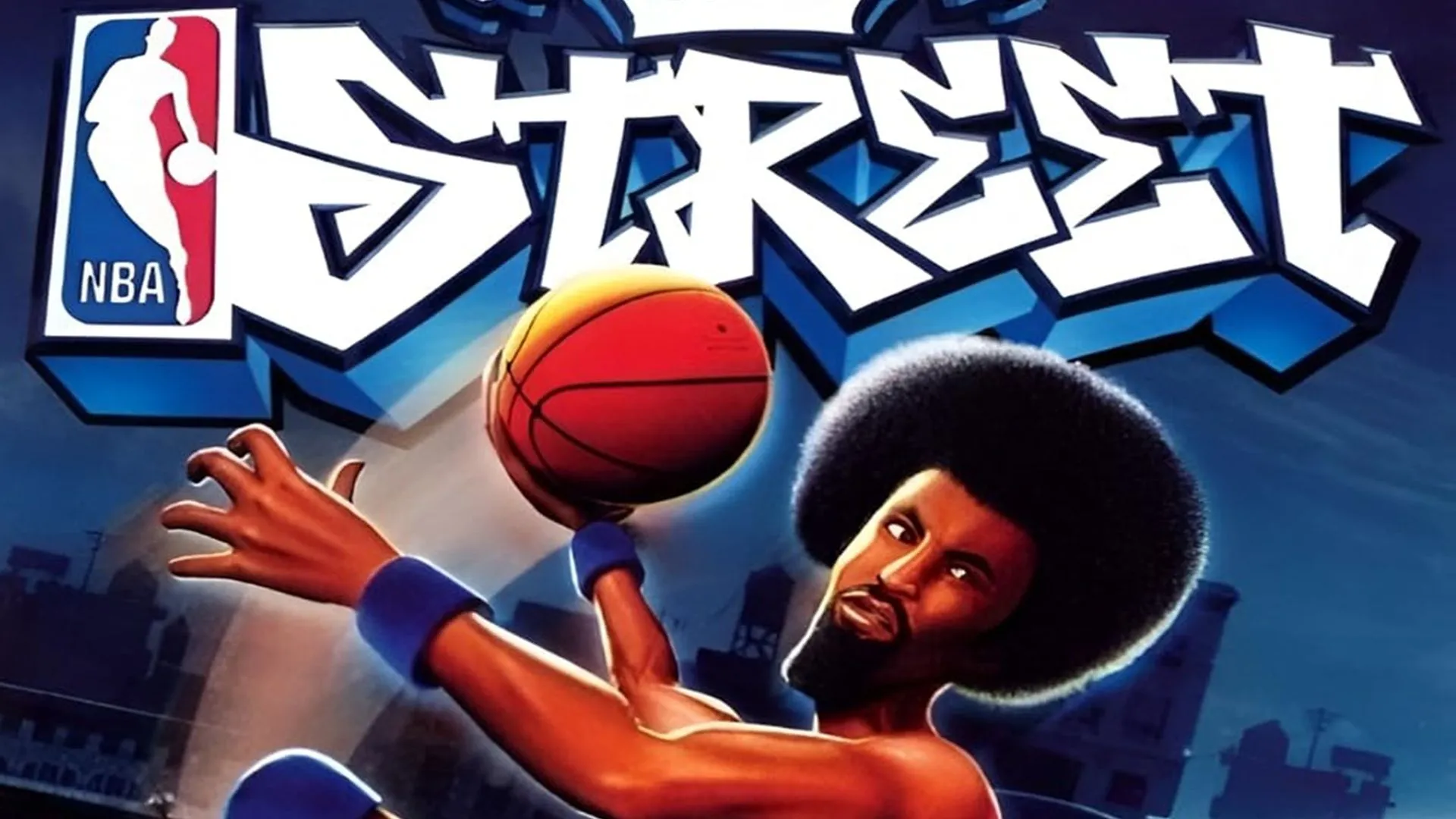 Ảnh bìa game NBA Street trên PlayStation 2, biểu tượng của dòng game bóng rổ đường phố arcade EA Big.