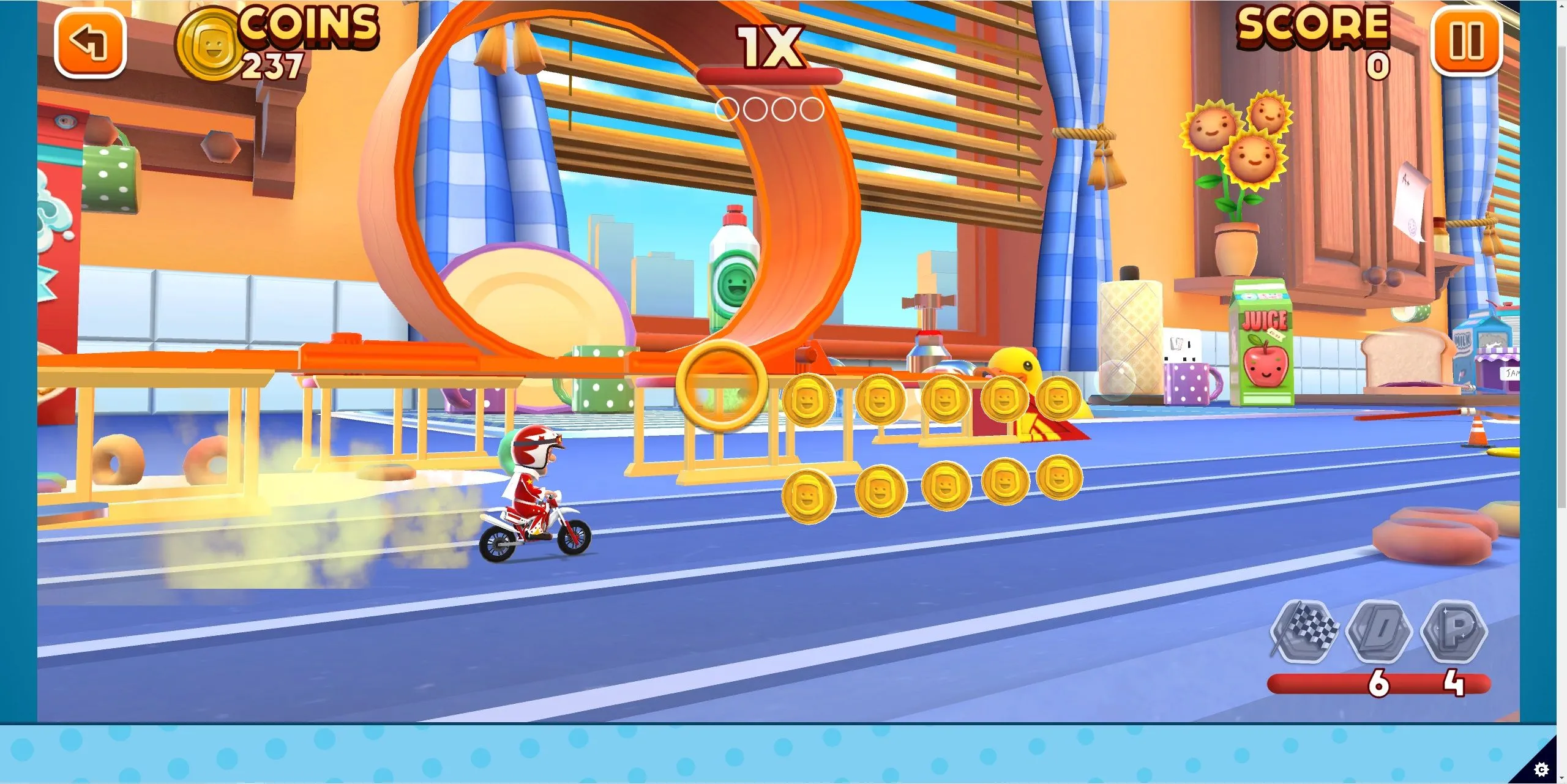 Ảnh chụp màn hình game Joe Danger Infinity đang được chơi trên trình duyệt web.
