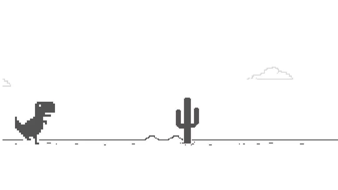 Ảnh chụp màn hình game Khủng long chạy trong Google Chrome.
