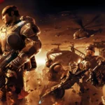 Ảnh chụp màn hình trailer game Gears of War 2, minh họa các tựa game kinh điển thuộc sở hữu của Xbox.