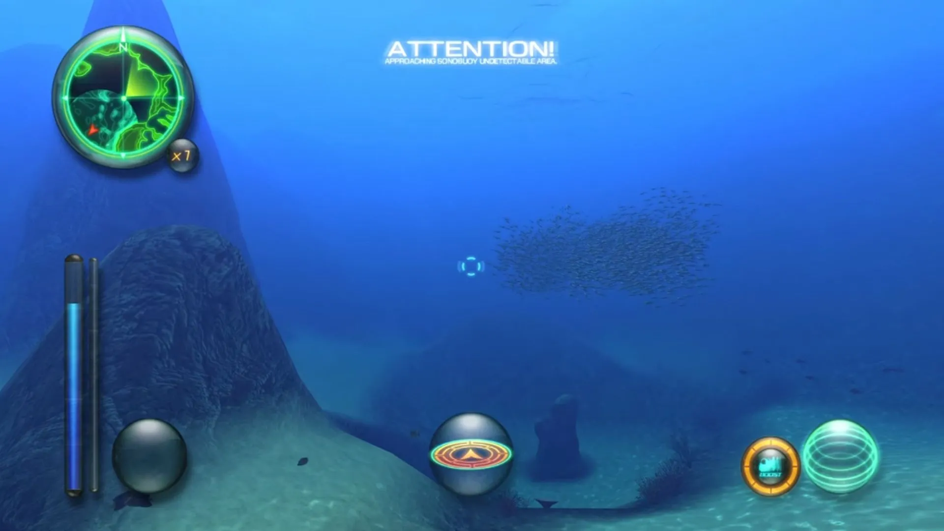 Ảnh chụp màn hình từ game Aquanaut's Holiday: Hidden Memories trên PS3, hiển thị khung cảnh dưới đáy biển với đàn cá và hệ sinh thái đa dạng, mang lại cảm giác thư giãn.