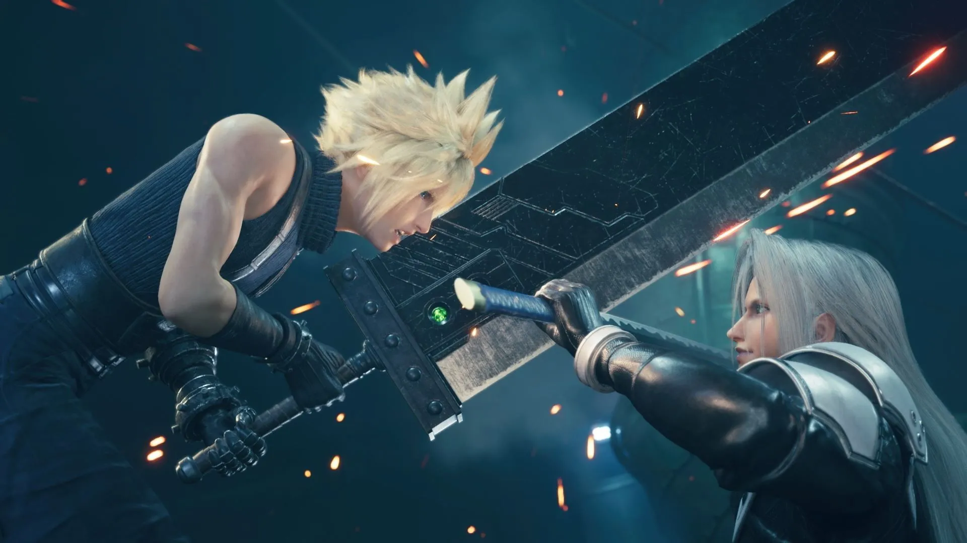 Ảnh chụp màn hình từ gameplay Final Fantasy VII Remake, cho thấy các nhân vật Cloud và Aerith