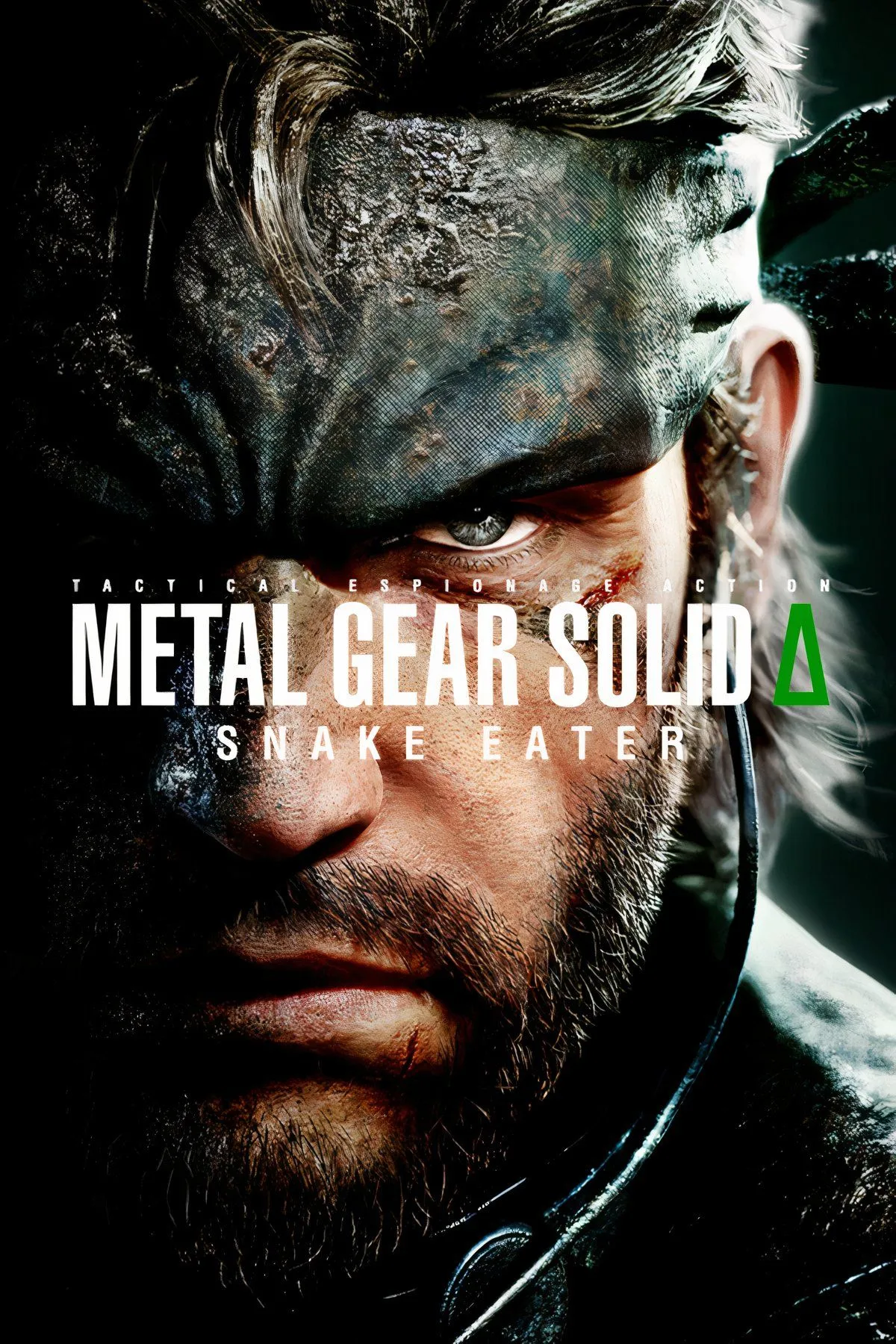 Artwork game Metal Gear Solid Delta: Snake Eater với Big Boss (Naked Snake) đang ẩn mình trong rừng rậm, nhấn mạnh yếu tố hành động lén lút của bản remake kinh điển này.