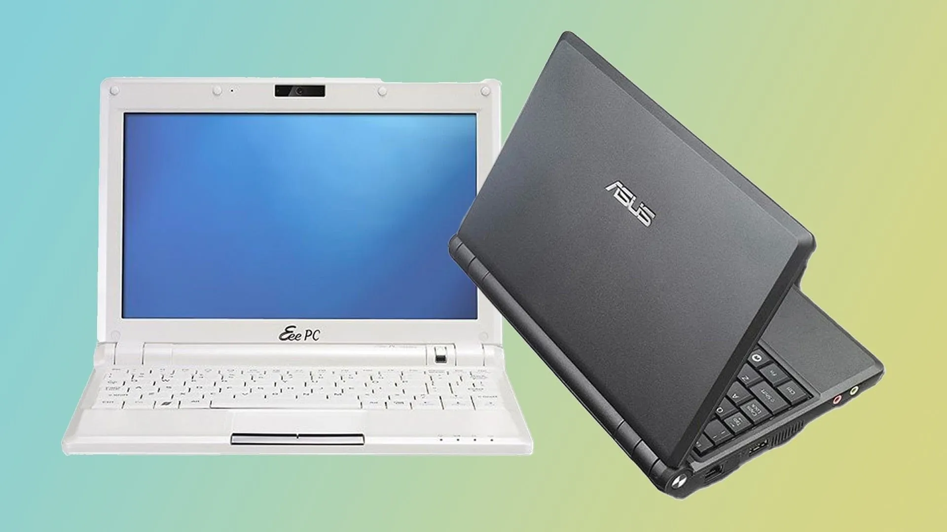 Asus Eee PC, chiếc netbook nhỏ gọn màu trắng với màn hình 7 inch