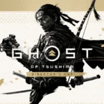 Bìa game Ghost of Tsushima Director's Cut với nhân vật chính Jin Sakai cưỡi ngựa trong khung cảnh Nhật Bản cổ đại