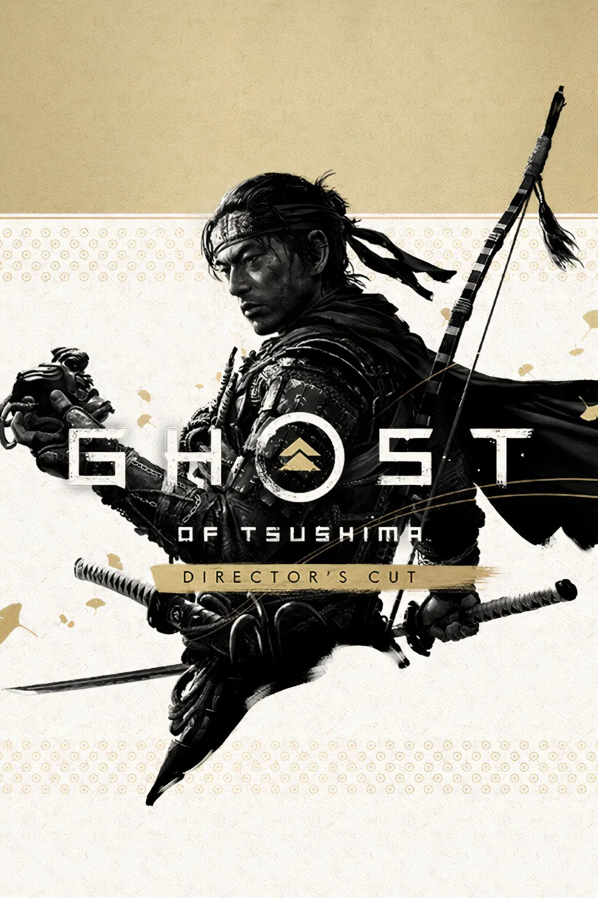 Bìa game Ghost of Tsushima Director's Cut với nhân vật chính Jin Sakai cưỡi ngựa trong khung cảnh Nhật Bản cổ đại
