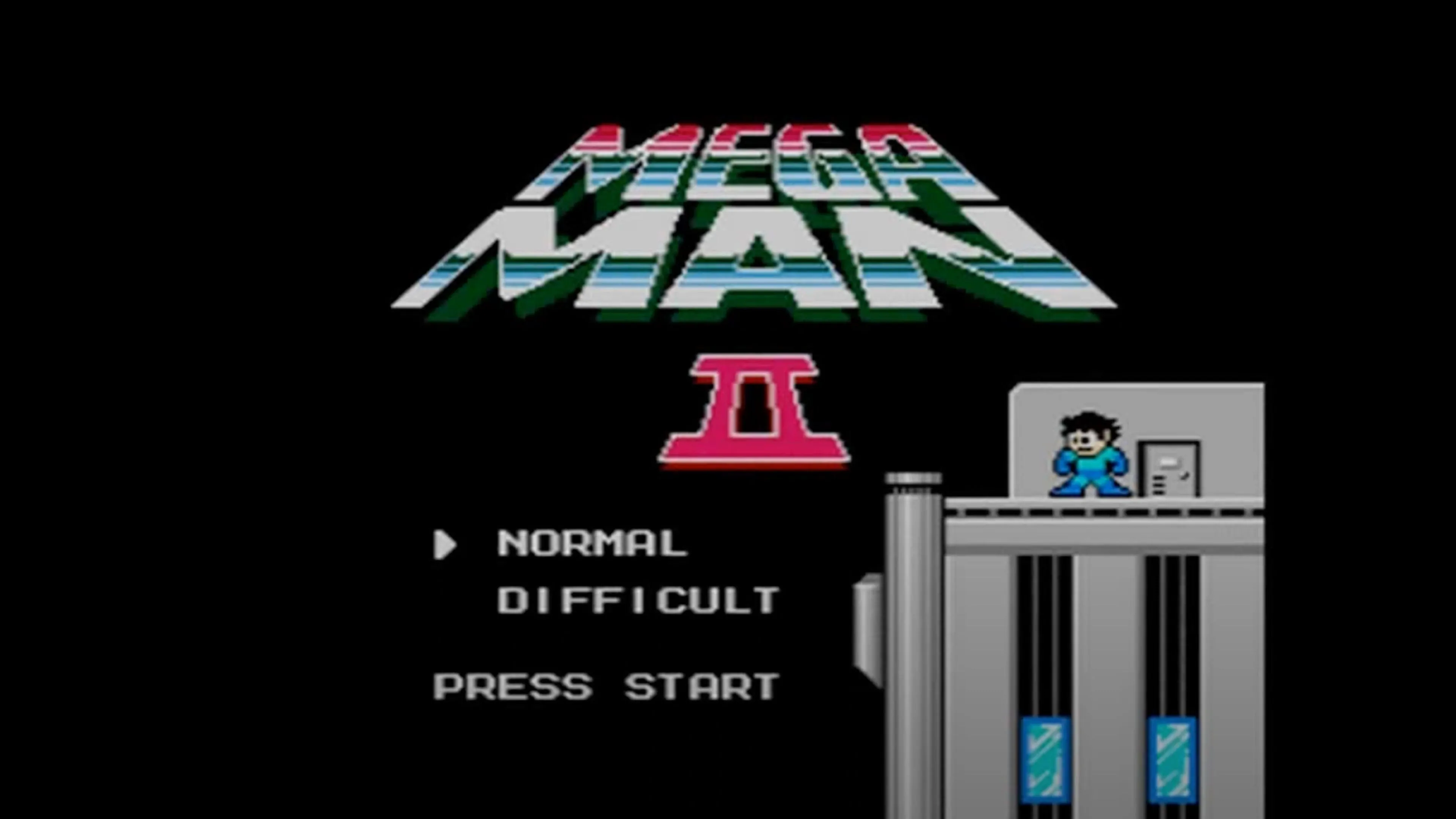 Bìa game Mega Man 2 trên NES, một tựa game hành động platformer mang tính biểu tượng, với Mega Man trong tư thế sẵn sàng chiến đấu.