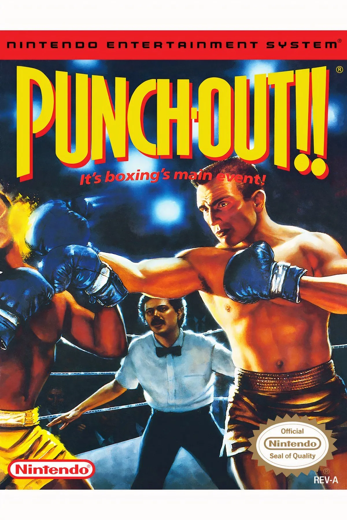 Bìa game Punch-Out!! trên NES, một trong những tựa game thể thao kinh điển nhất của Nintendo, với hình ảnh tay đấm Little Mac.