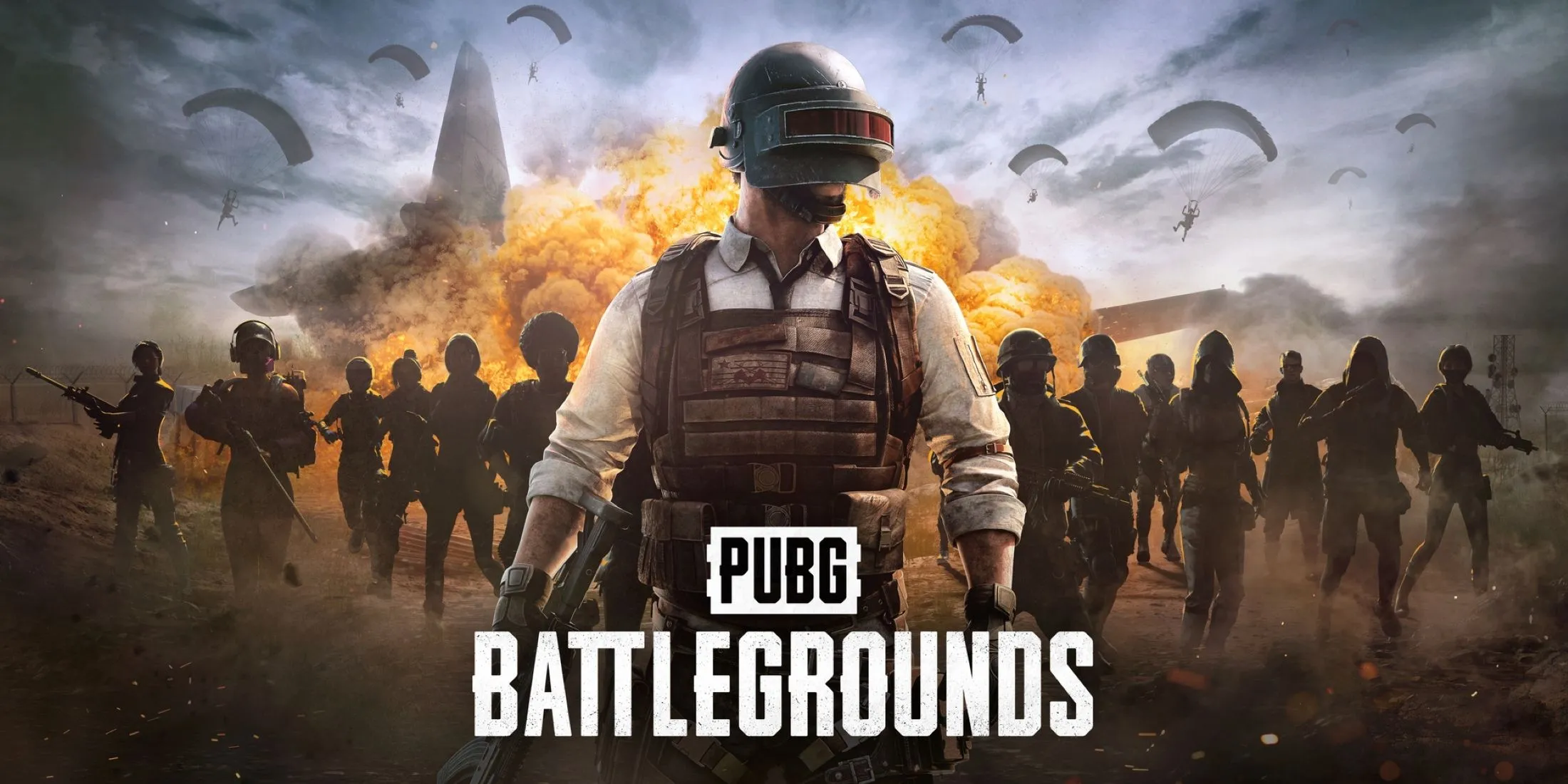 Bìa nghệ thuật của tựa game PUBG Battlegrounds với hình ảnh các chiến binh