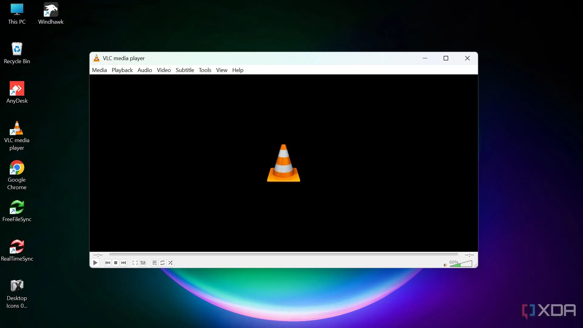 Biểu tượng hình nón của trình phát đa phương tiện VLC Player trên máy tính