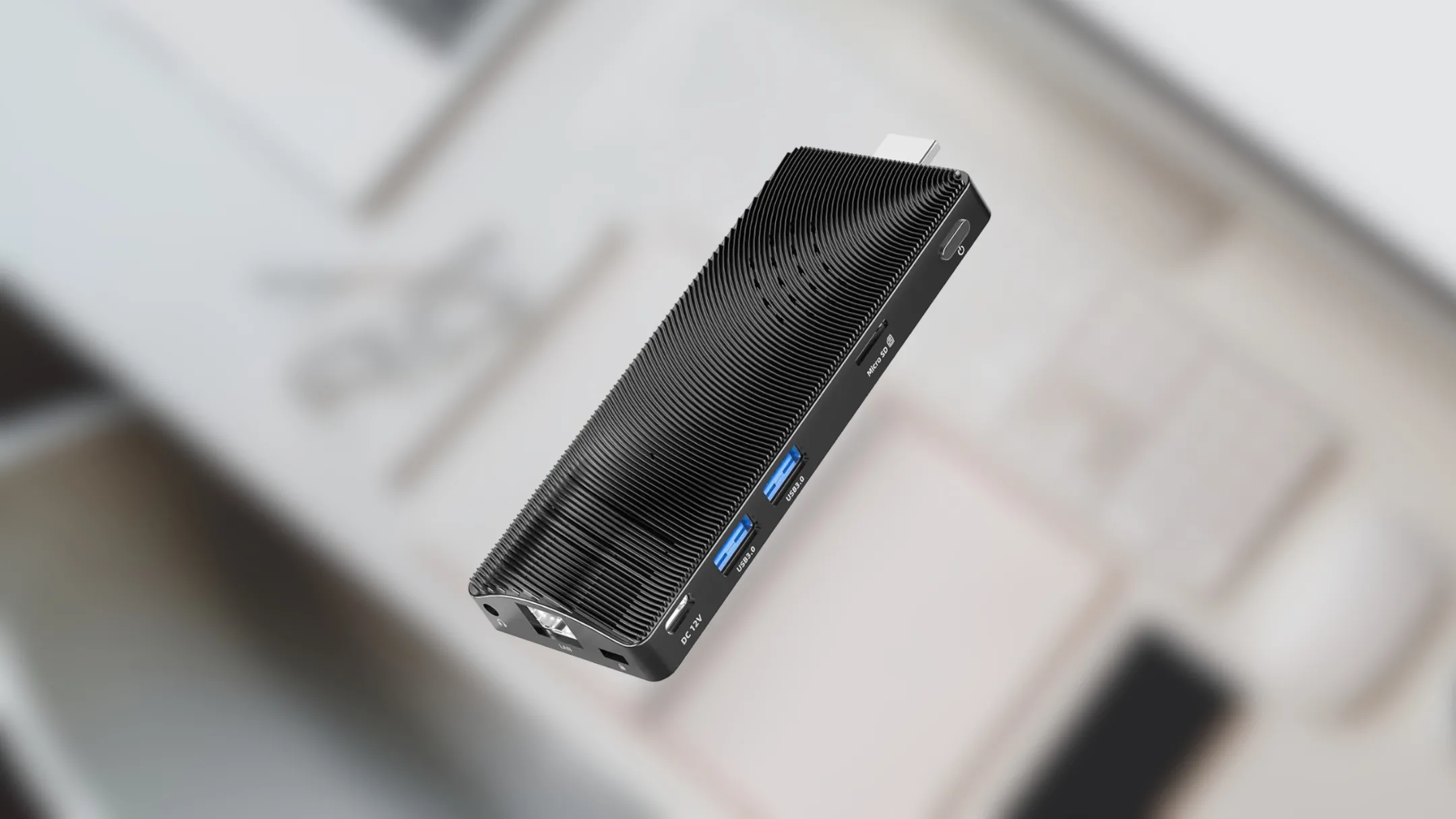 Các cổng kết nối của Mini PC Stick bao gồm USB, Ethernet và HDMI
