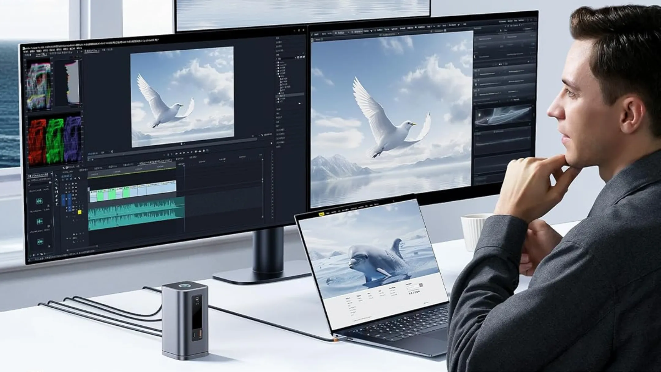 Các cổng kết nối đa dạng và màn hình hiển thị trạng thái trên Baseus Spacemate