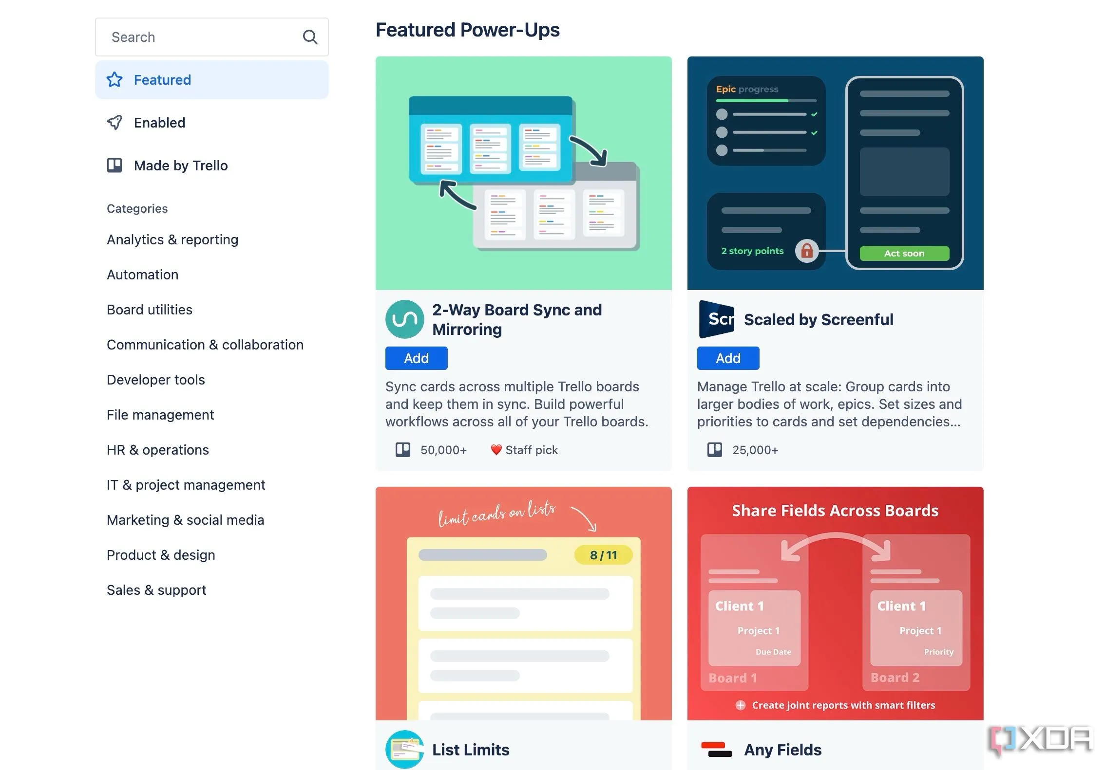 Các tùy chọn Power-ups và tự động hóa trong Trello giúp kết nối với ứng dụng bên ngoài