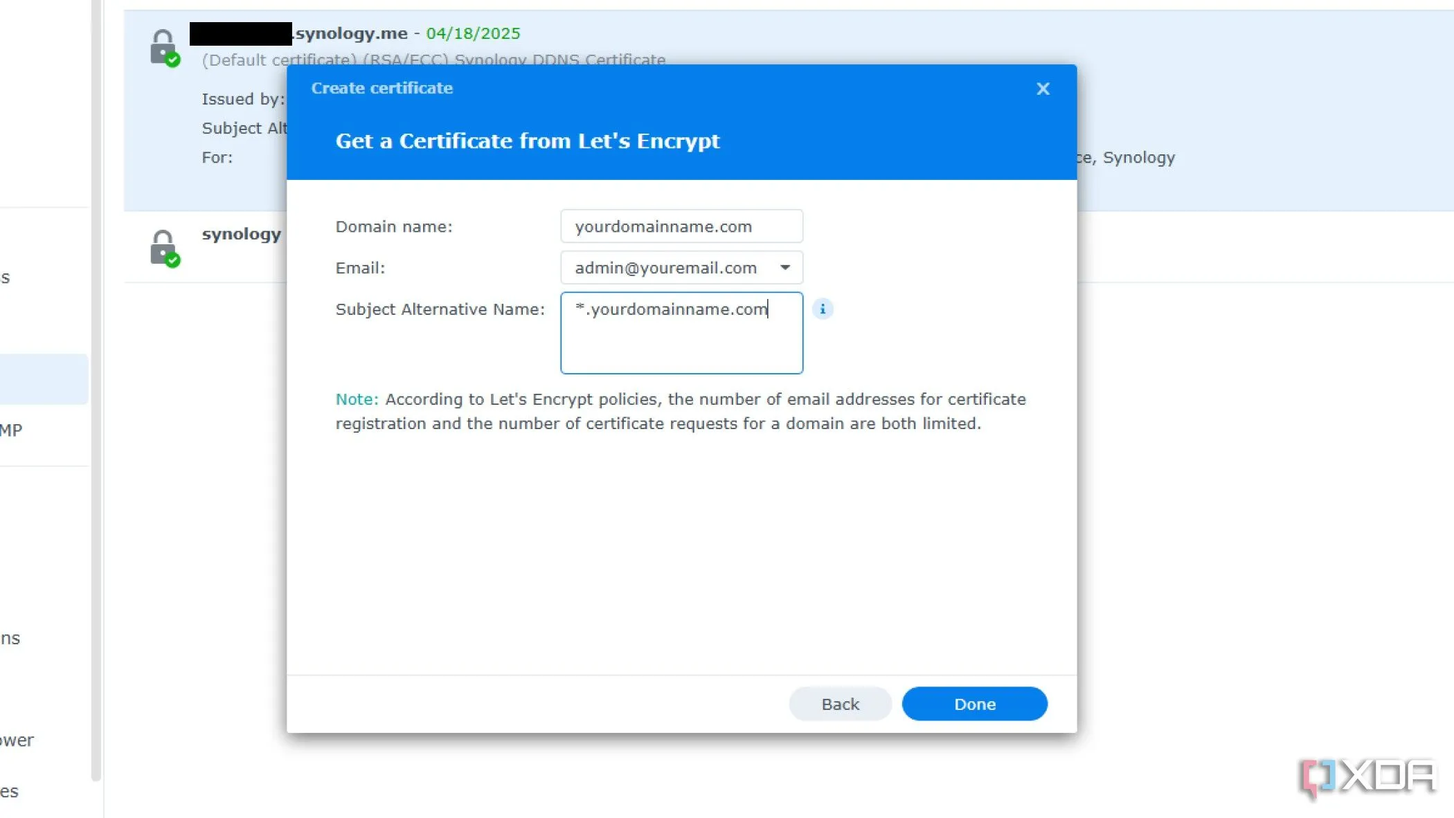 Cách điền thông tin chứng chỉ SSL wildcard trên Synology