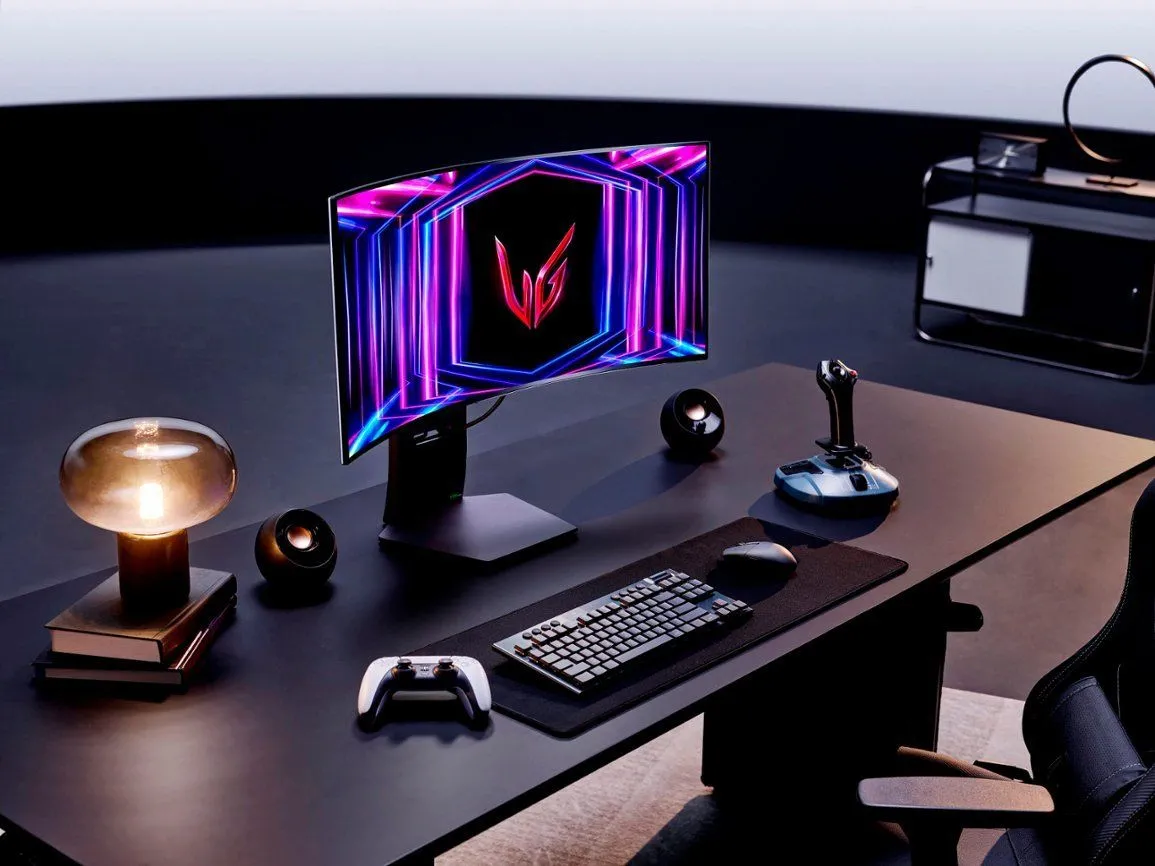Cận cảnh màn hình chơi game LG UltraGear 34GS95QE thể hiện độ cong 800R và công nghệ hình ảnh OLED