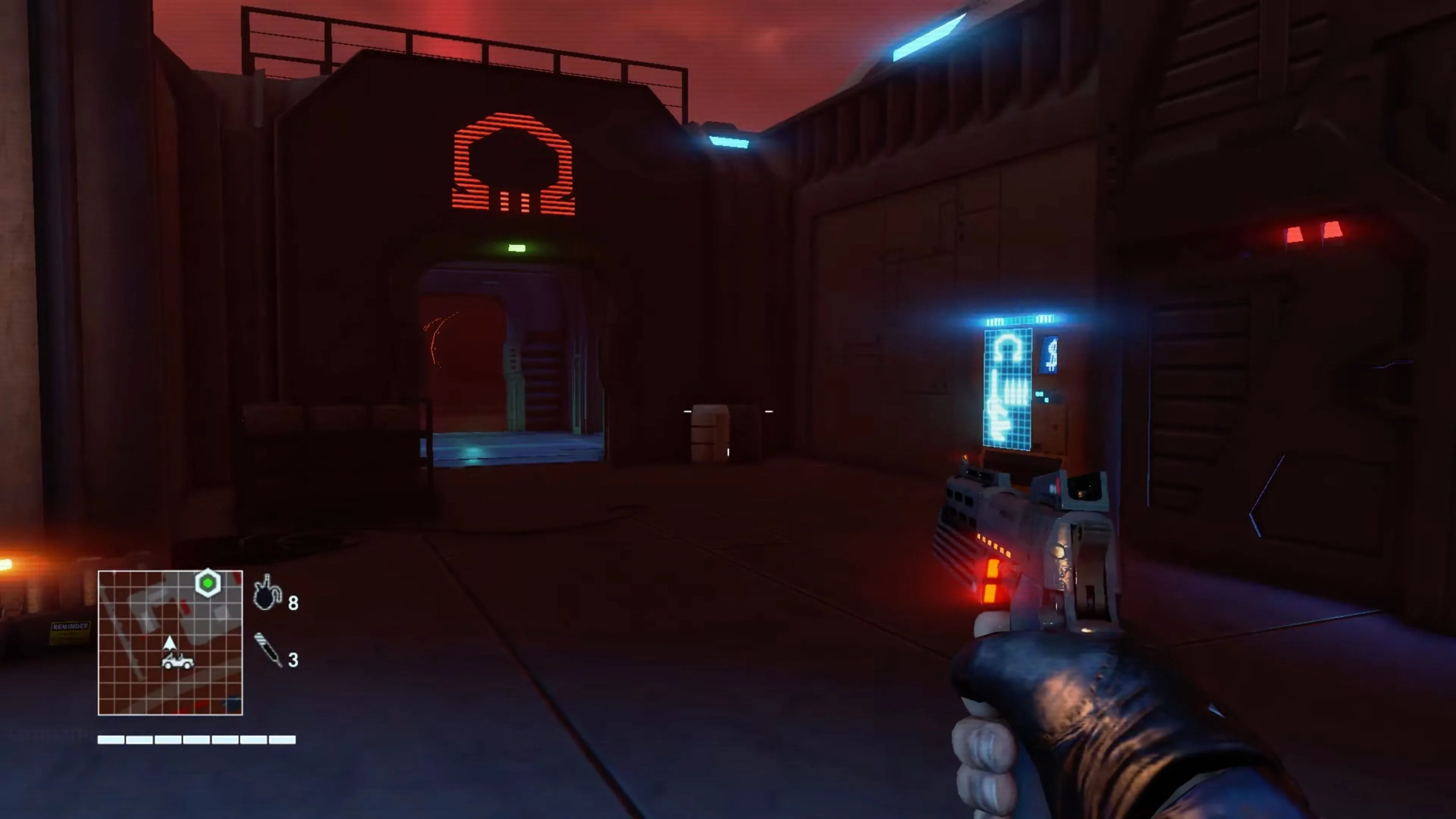 Cảnh bắn súng hành động trong Far Cry 3 Blood Dragon với hiệu ứng neon rực rỡ