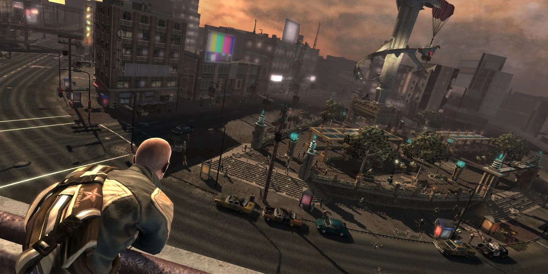 Cảnh chiến đấu cận cảnh trong game Infamous, thể hiện hiệu ứng ánh sáng của sức mạnh điện.