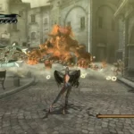 Cảnh chiến đấu hoành tráng của Bayonetta với kẻ thù lớn trong game