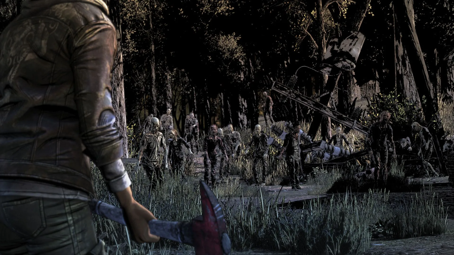 Cảnh chiến đấu sinh tồn kịch tính chống lại zombie trong The Walking Dead: The Telltale Series