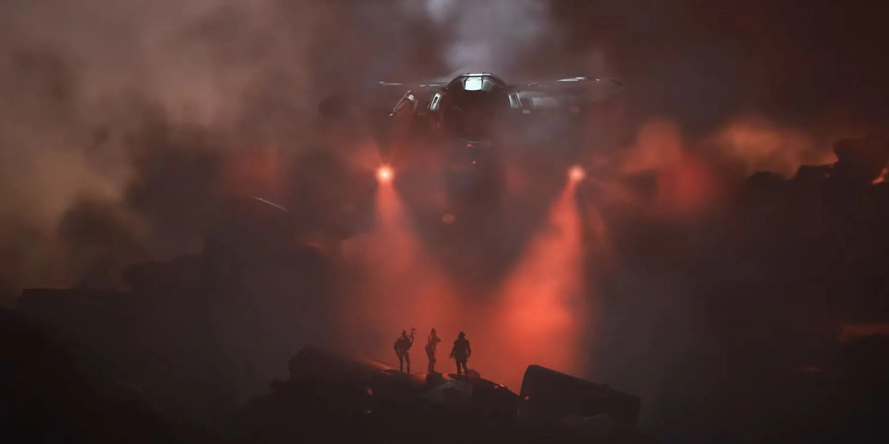 Cảnh chiến đấu trong ARC Raiders với các nhân vật đang sử dụng vũ khí tương lai chống lại robot.