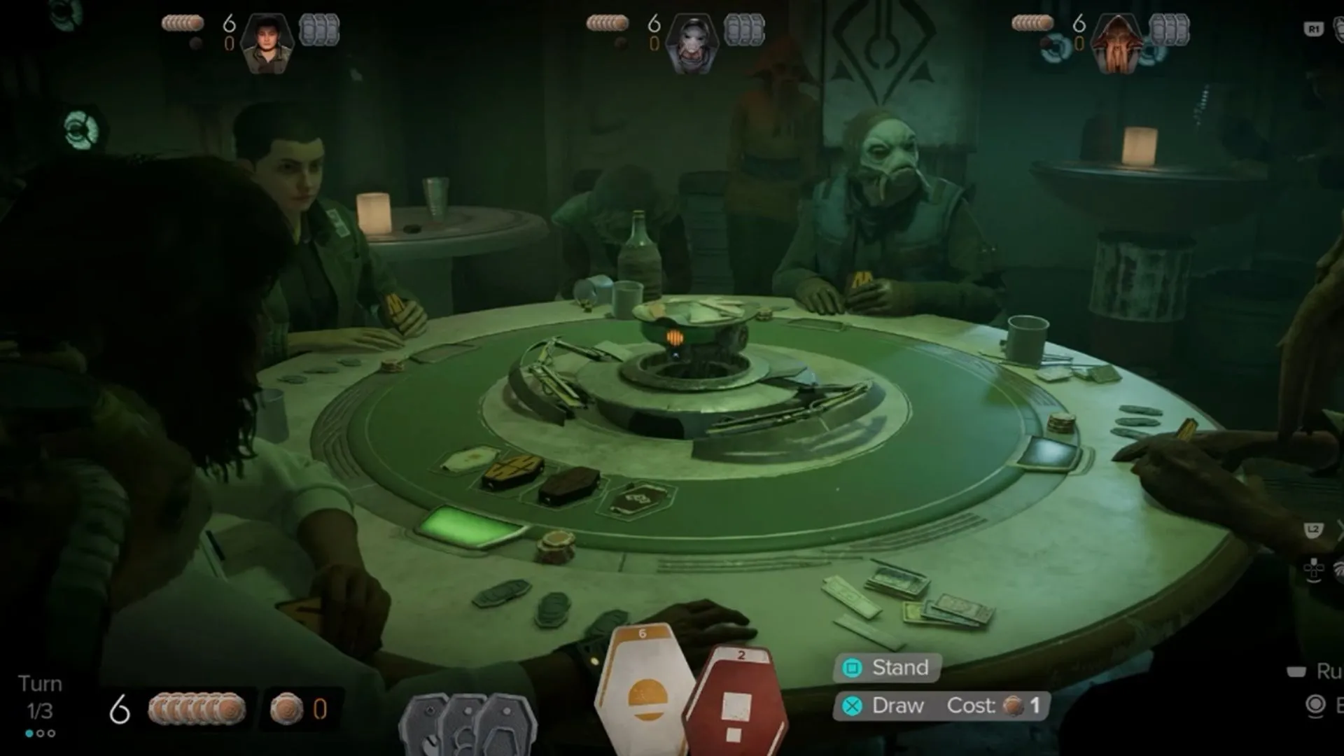 Cảnh chơi Sabacc trong game Star Wars Outlaws