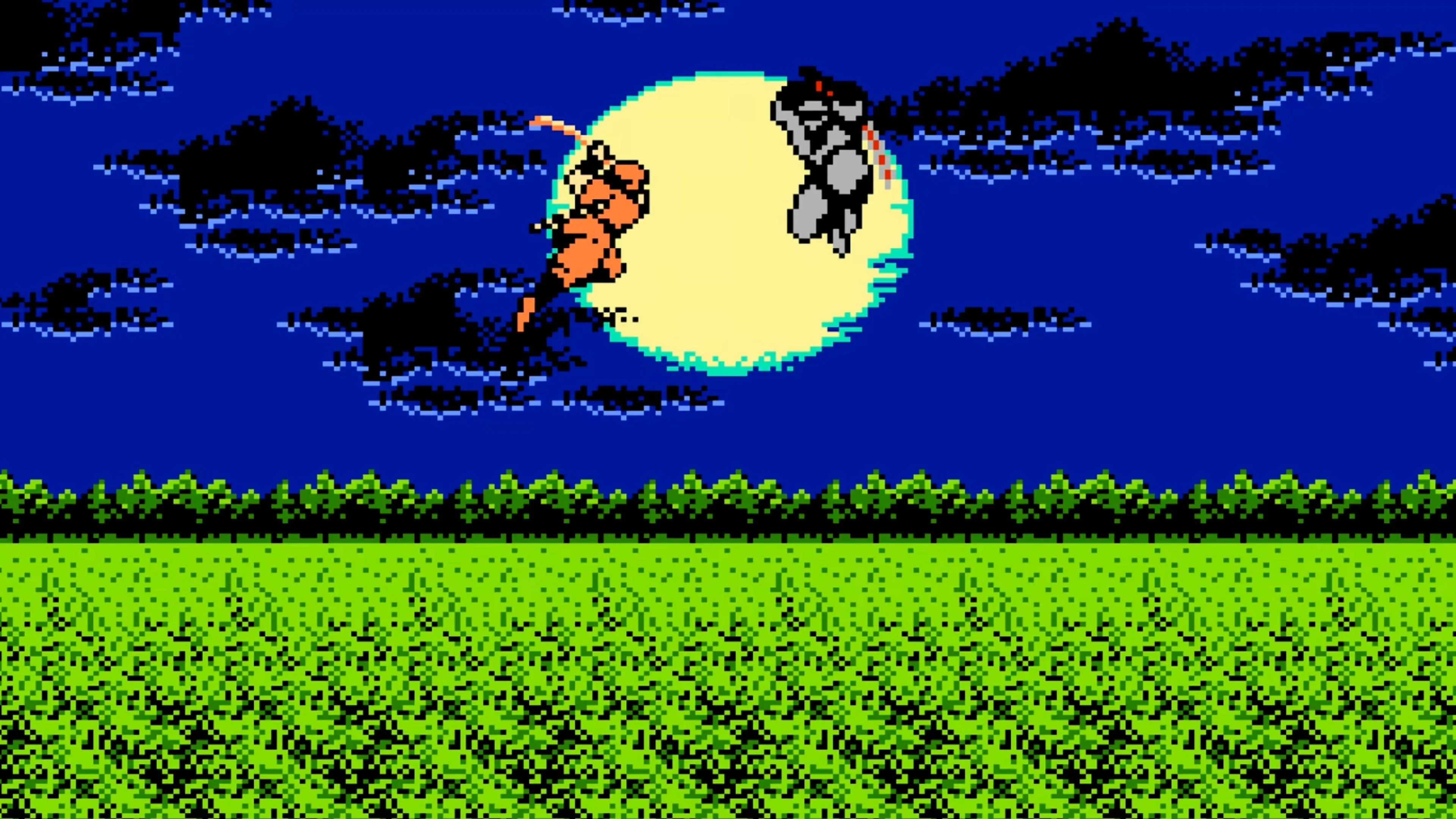 Cảnh gameplay của Ninja Gaiden với Ryu Hayabusa chiến đấu trên nền tảng