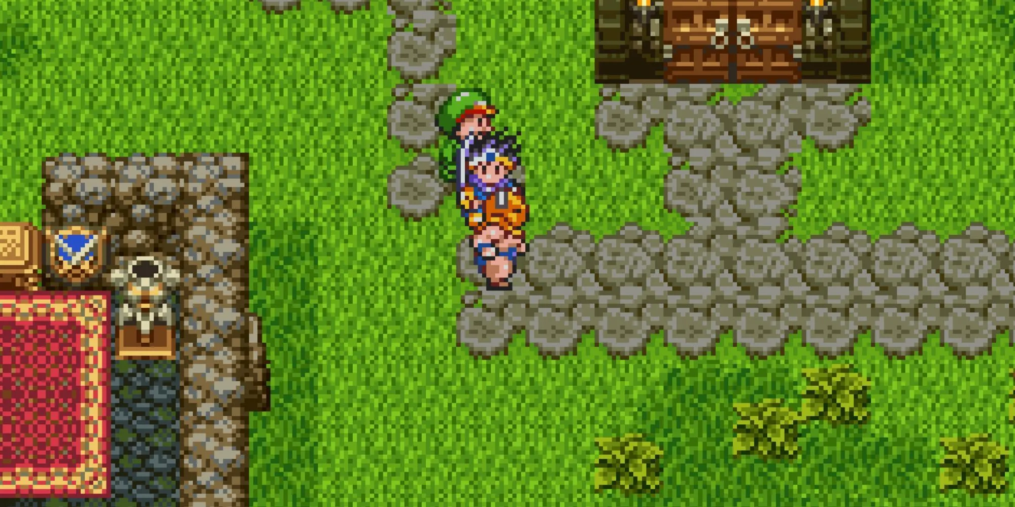 Cảnh khám phá một thị trấn trong Dragon Quest III: The Seeds of Salvation, minh họa thế giới mở rộng lớn của game RPG NES này.