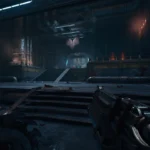 Cảnh trong căn phòng đầu tiên ở Hebeth, Chương 2 Doom: The Dark Ages, với ánh sáng mờ ảo.