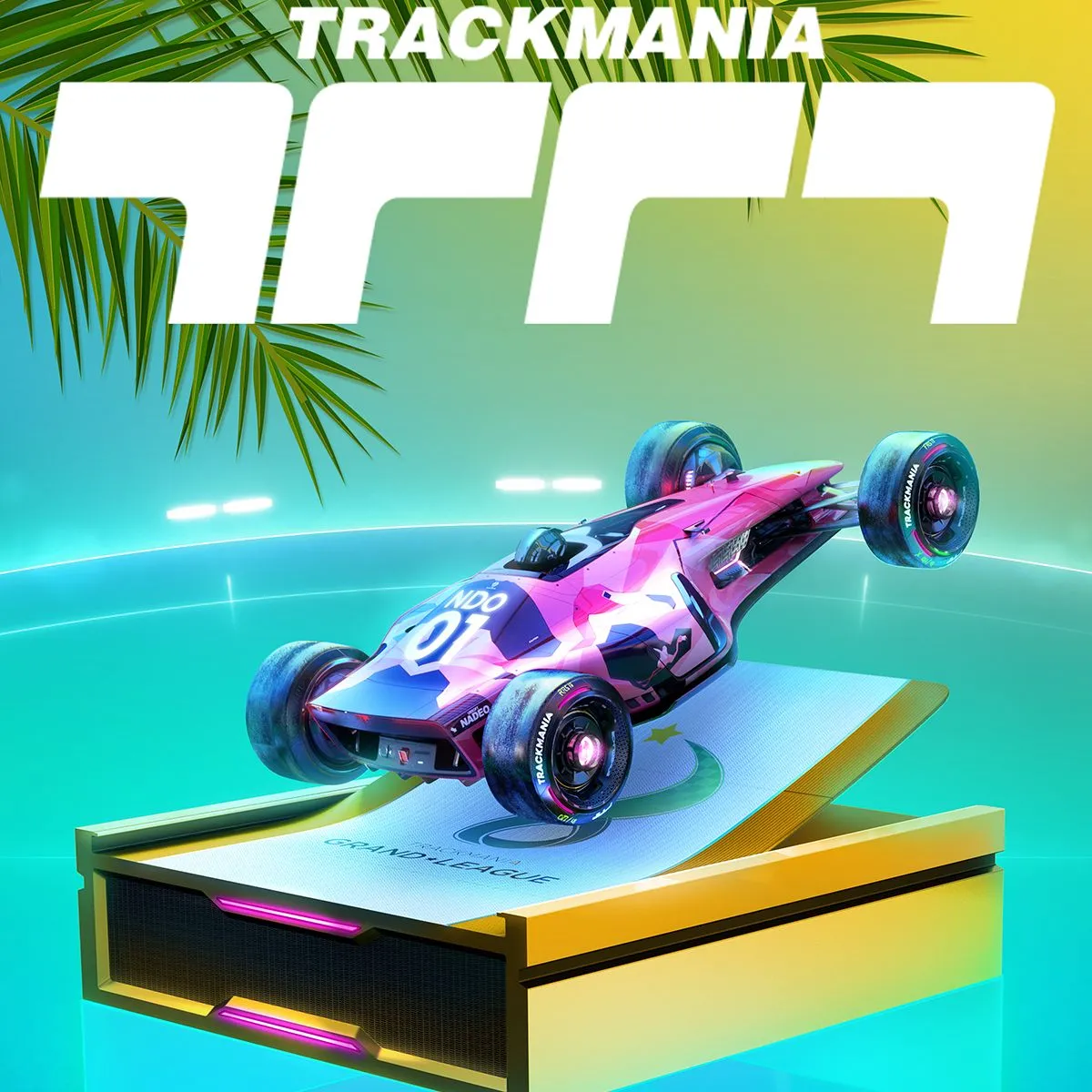 Cảnh xe đua tốc độ cao trên đường đua độc đáo của game Trackmania.
