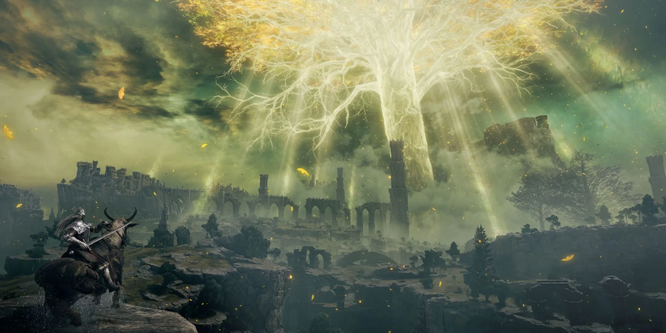 Cây Erdtree rực rỡ, biểu tượng của thế giới Lands Between trong game Elden Ring.