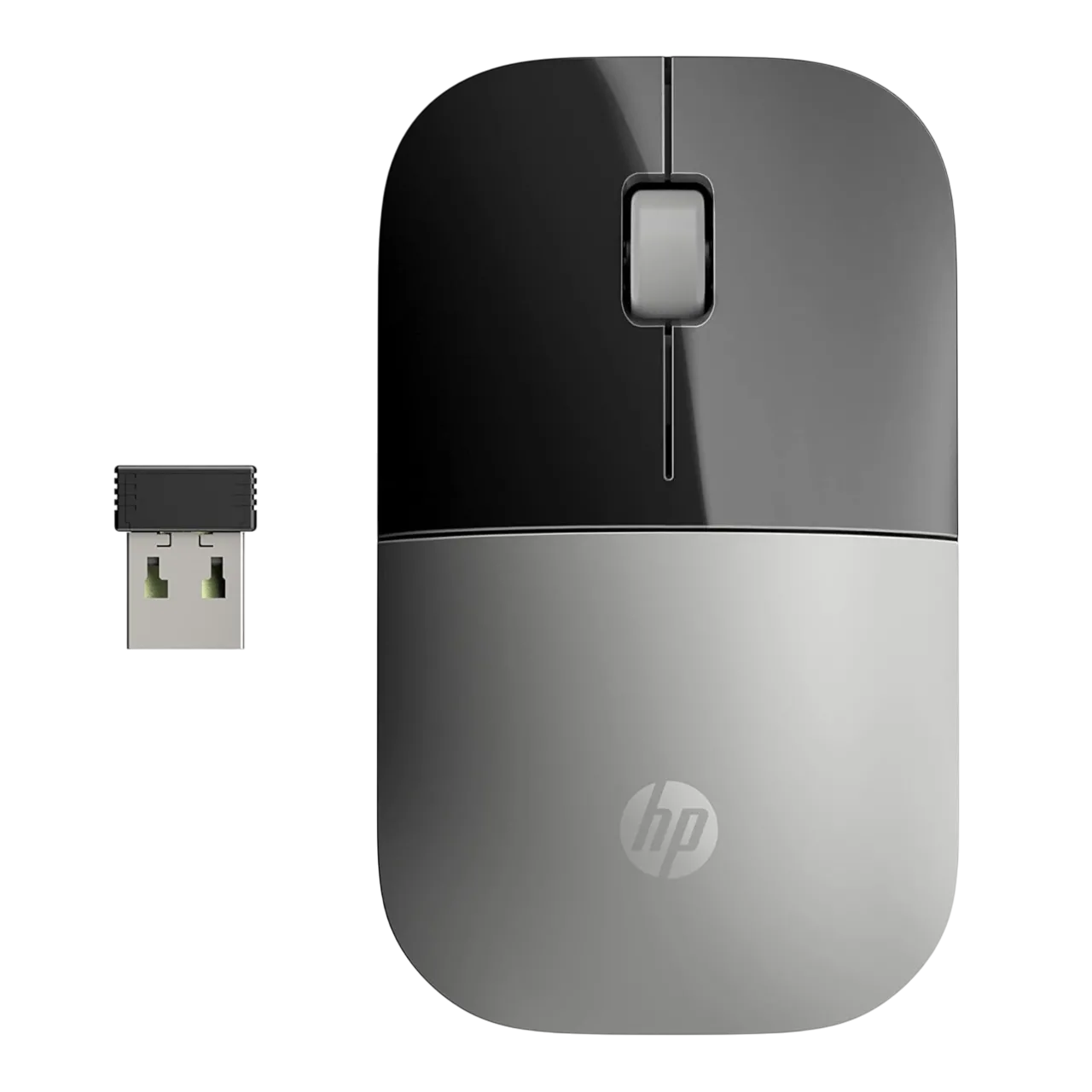 Chuột không dây HP Z3700 G2 màu đen với thiết kế mỏng, hiện đại trên nền trắng, nổi bật sự nhỏ gọn và tinh tế của sản phẩm dành cho người dùng di động.