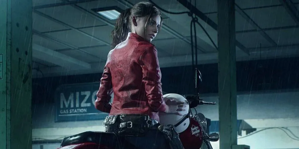 Claire Redfield trên chiếc mô tô biểu tượng của mình trong Resident Evil 2 Remake