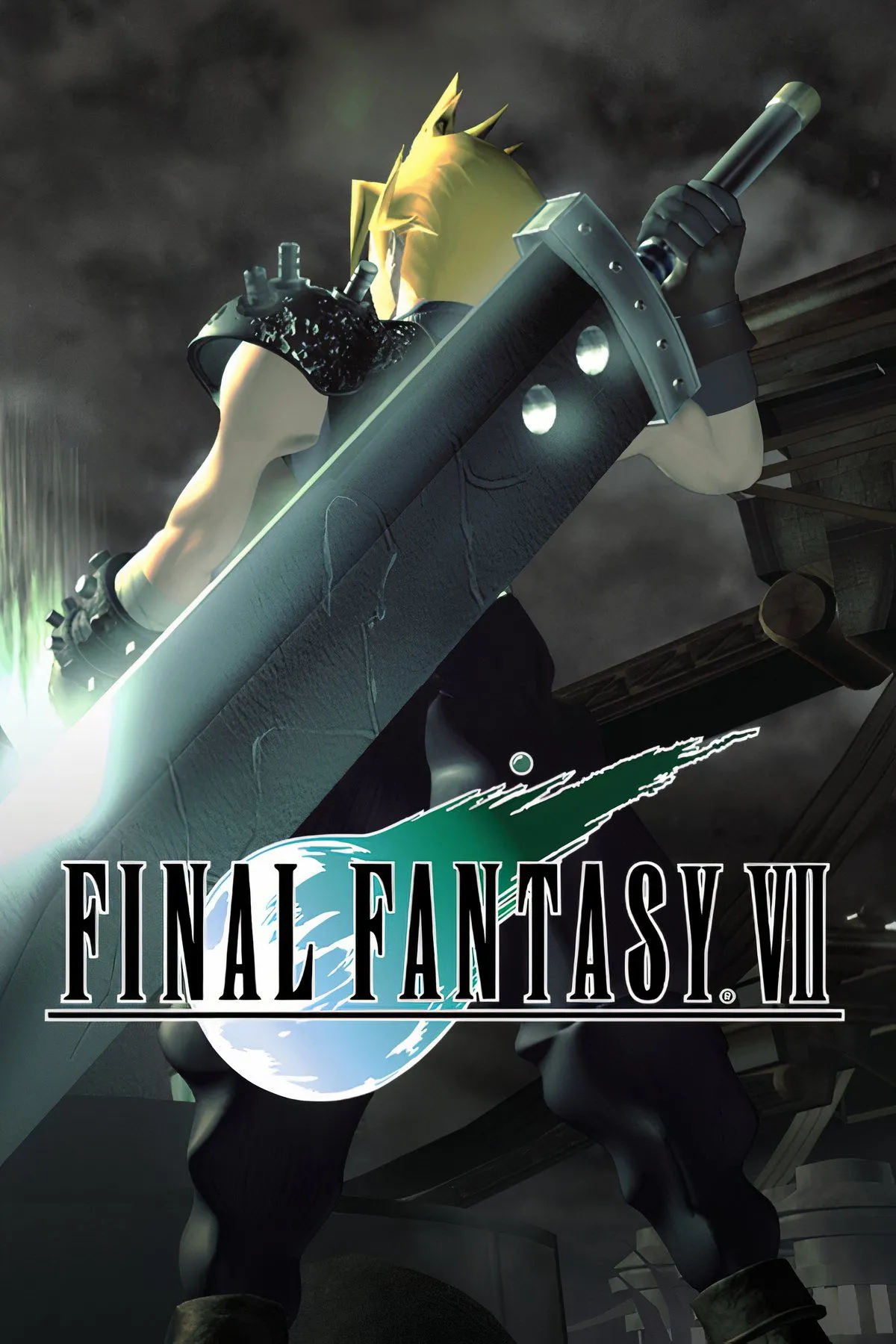 Cloud Strife cùng Buster Sword trong cảnh chiến đấu từ game Final Fantasy VII