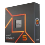 CPU AMD Ryzen 5 7600 hiển thị trên nền trong suốt, minh họa hiệu quả năng lượng vượt trội so với Intel Arrow Lake.