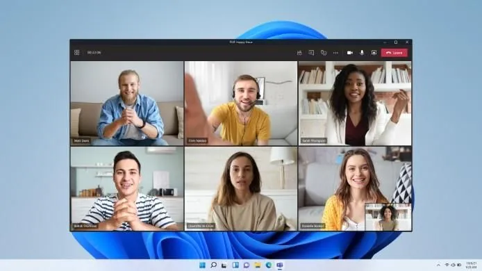 Cuộc họp Microsoft Teams đang diễn ra trên Windows 11, minh họa khả năng thêm tính năng hẹn giờ
