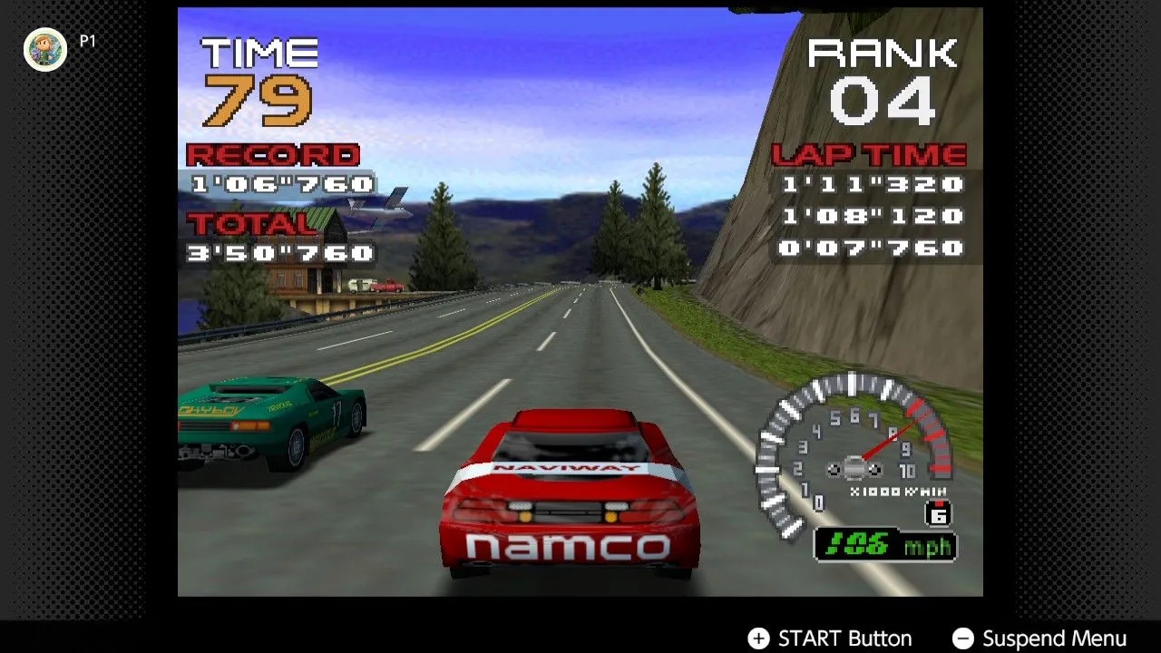 Đồ họa ấn tượng của Ridge Racer 64 khi chạy trên Nintendo Switch