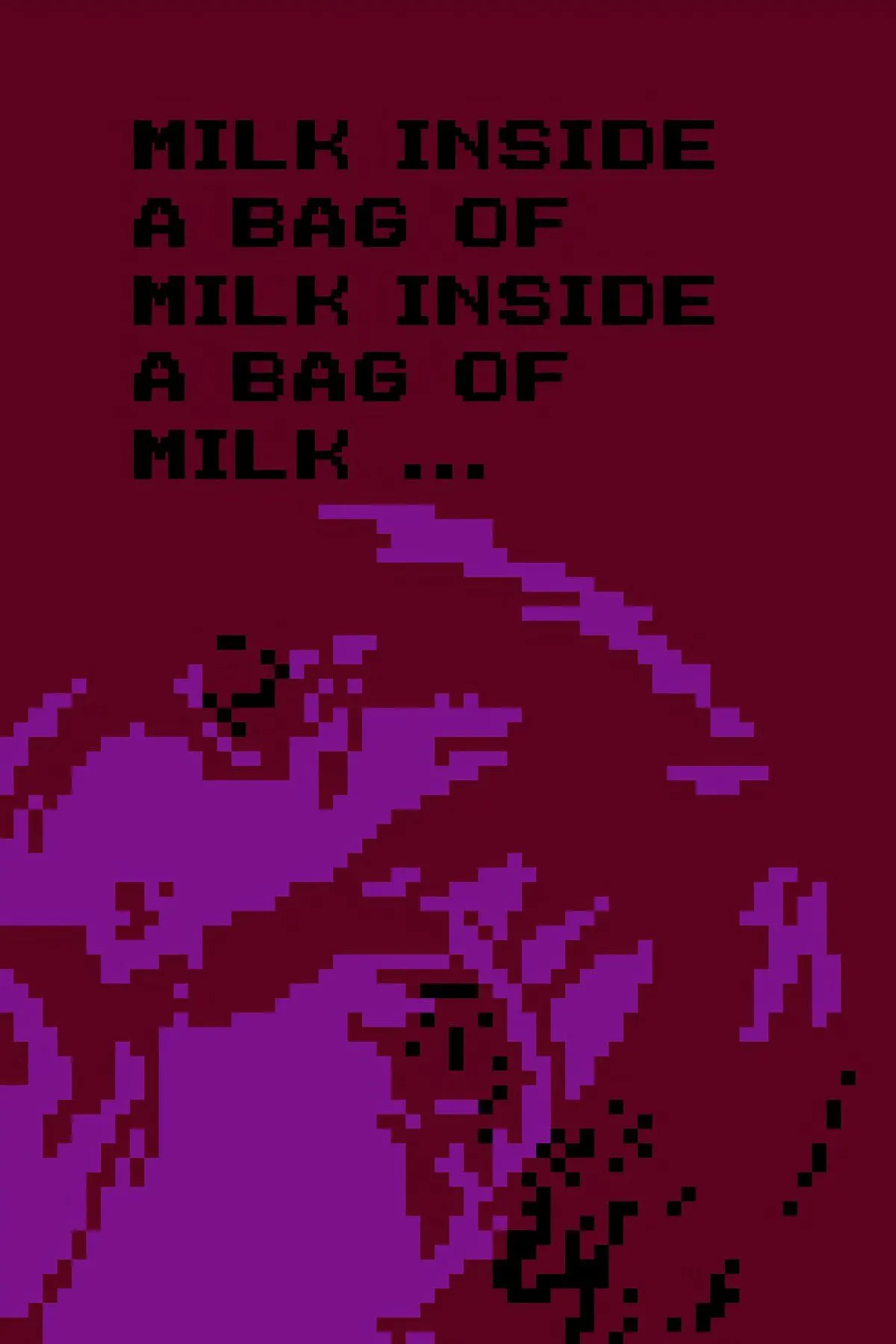Đồ họa pixel đơn sắc trong Milk Inside a Bag of Milk Inside a Bag of Milk, một visual novel tâm lý