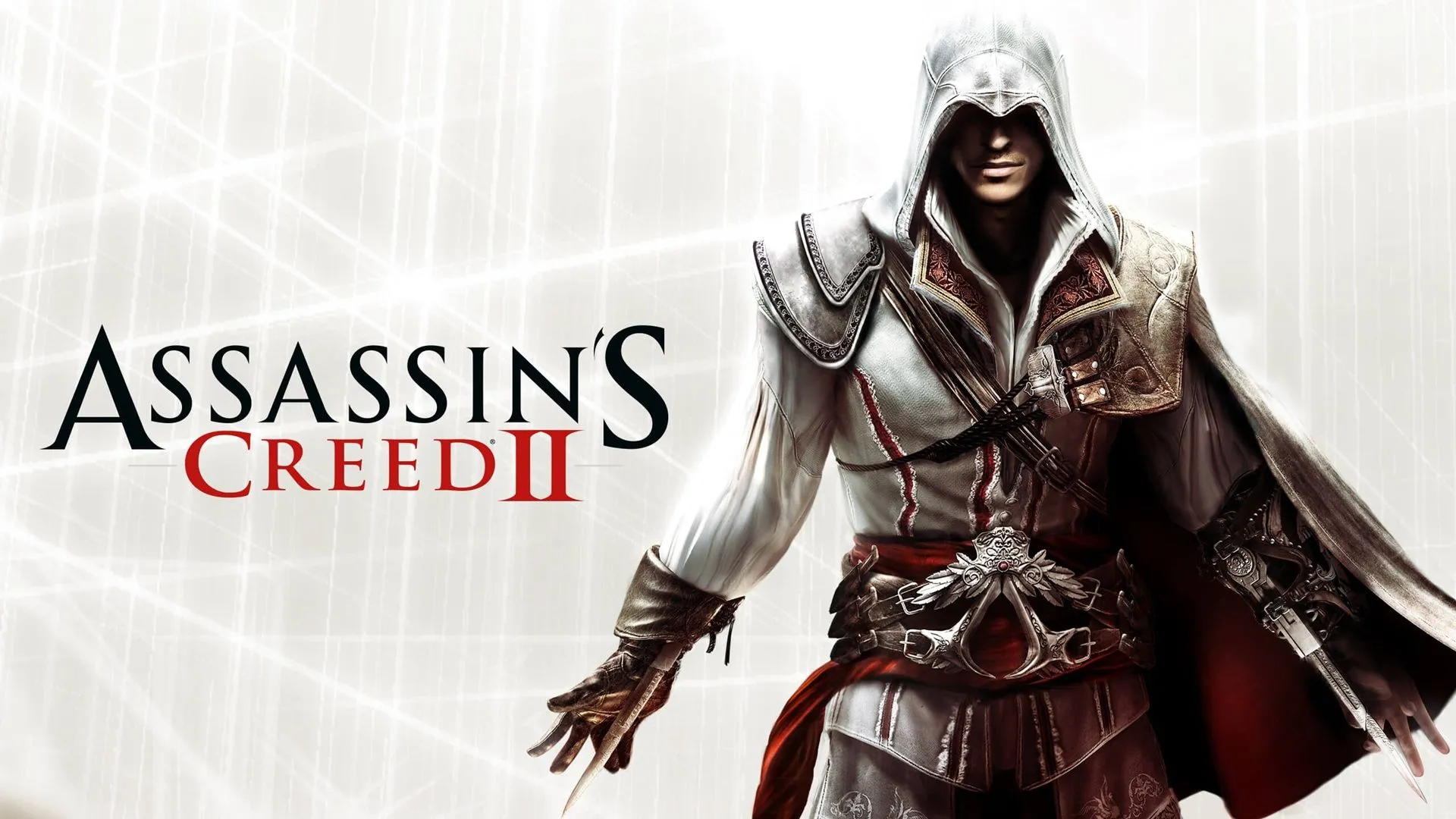 Ezio Auditore đứng trên mái nhà tại Florence trong game Assassin's Creed 2 trên Xbox 360.