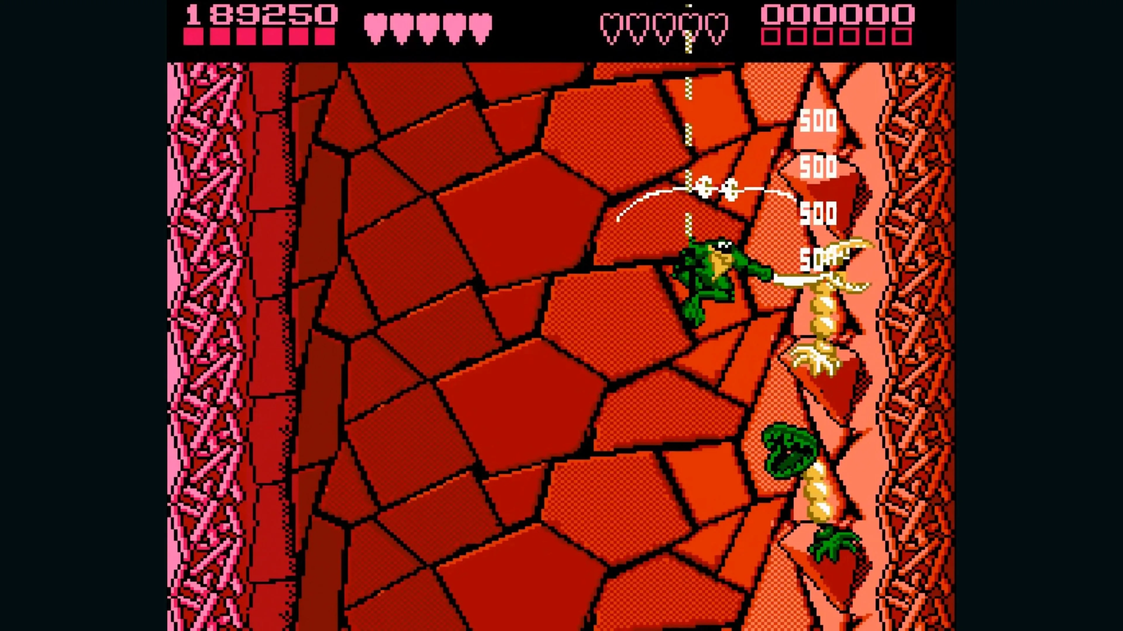 Gameplay của Battletoads (1991) với nhân vật tấn công kẻ thù trong môi trường đầy thử thách