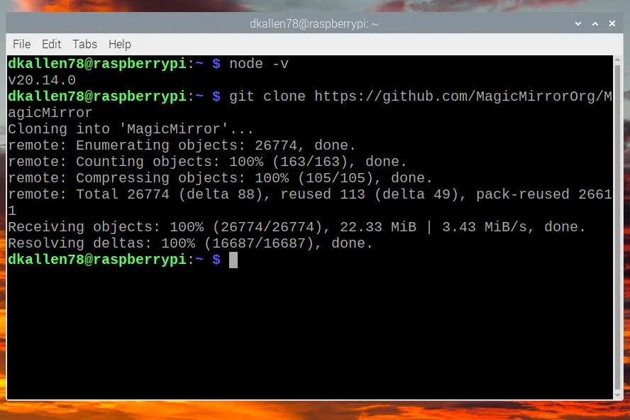 Giao diện dòng lệnh (CLI) hiển thị quá trình clone repository, minh họa việc cộng tác và quản lý dự án Git hiệu quả.