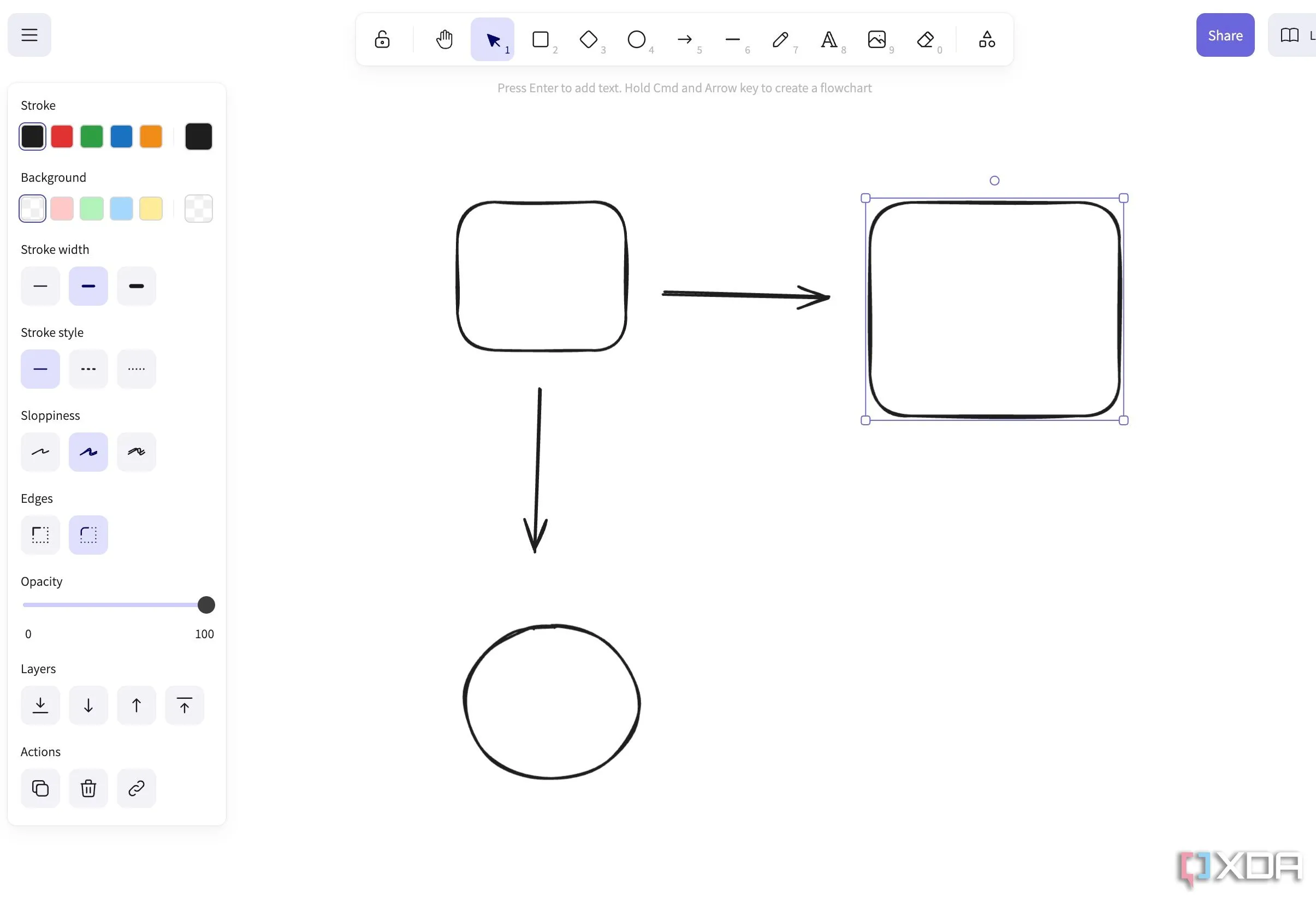 Giao diện Excalidraw với phong cách vẽ tay độc đáo
