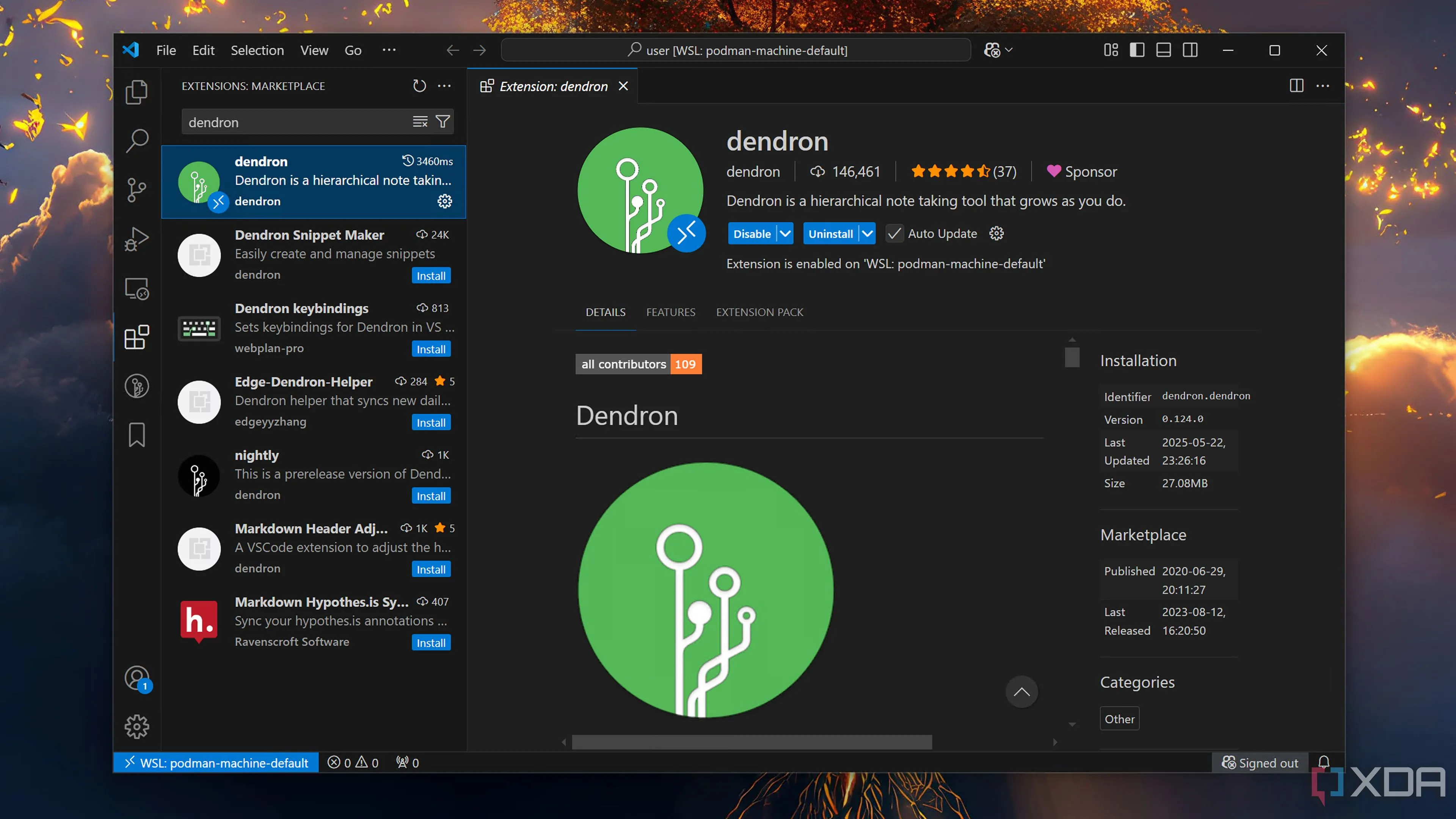 Giao diện extension Dendron trong Visual Studio Code hiển thị cấu trúc ghi chú phân cấp và khả năng ghi chú tài liệu lập trình