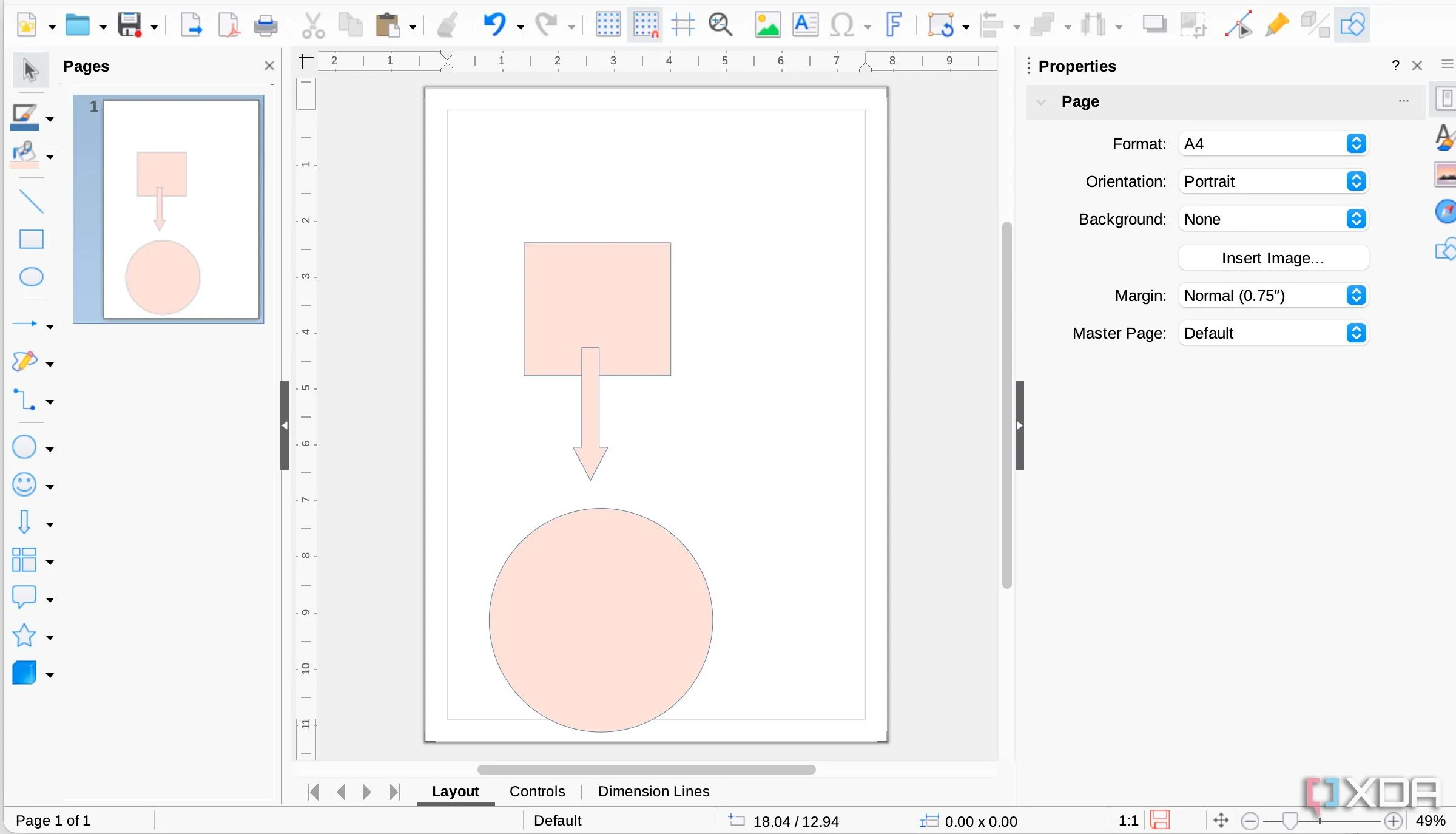 Giao diện LibreOffice Draw đang tạo sơ đồ tư duy