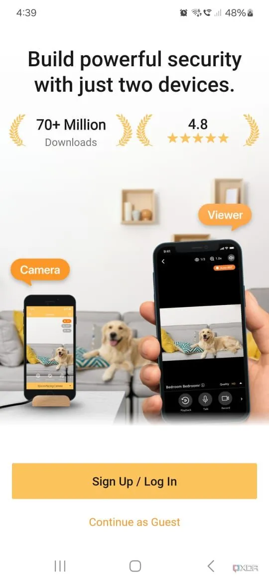 Giao diện màn hình đăng nhập hoặc đăng ký tài khoản Alfred Security