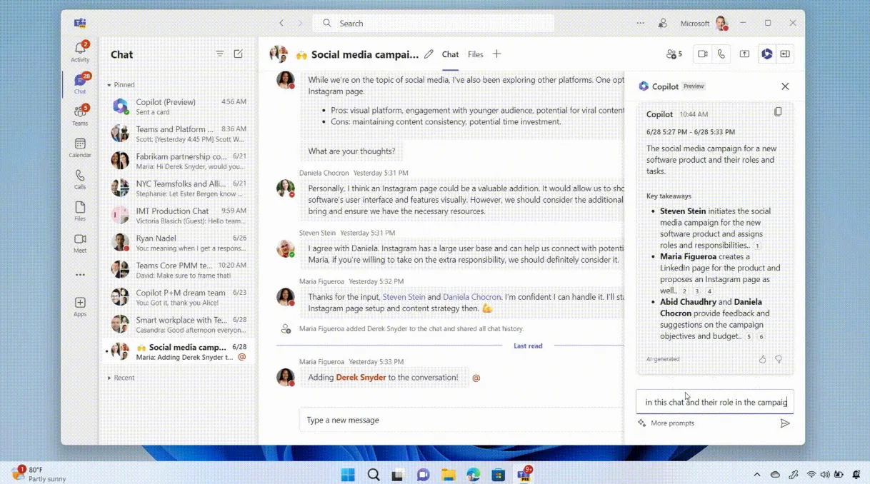 Giao diện Microsoft Teams với thanh tìm kiếm được cải tiến cho phép lọc tin nhắn và cuộc họp