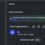 Giao diện NotebookLM với Audio Overview giúp người dùng nghe tóm tắt lịch Google Calendar được AI phân tích.