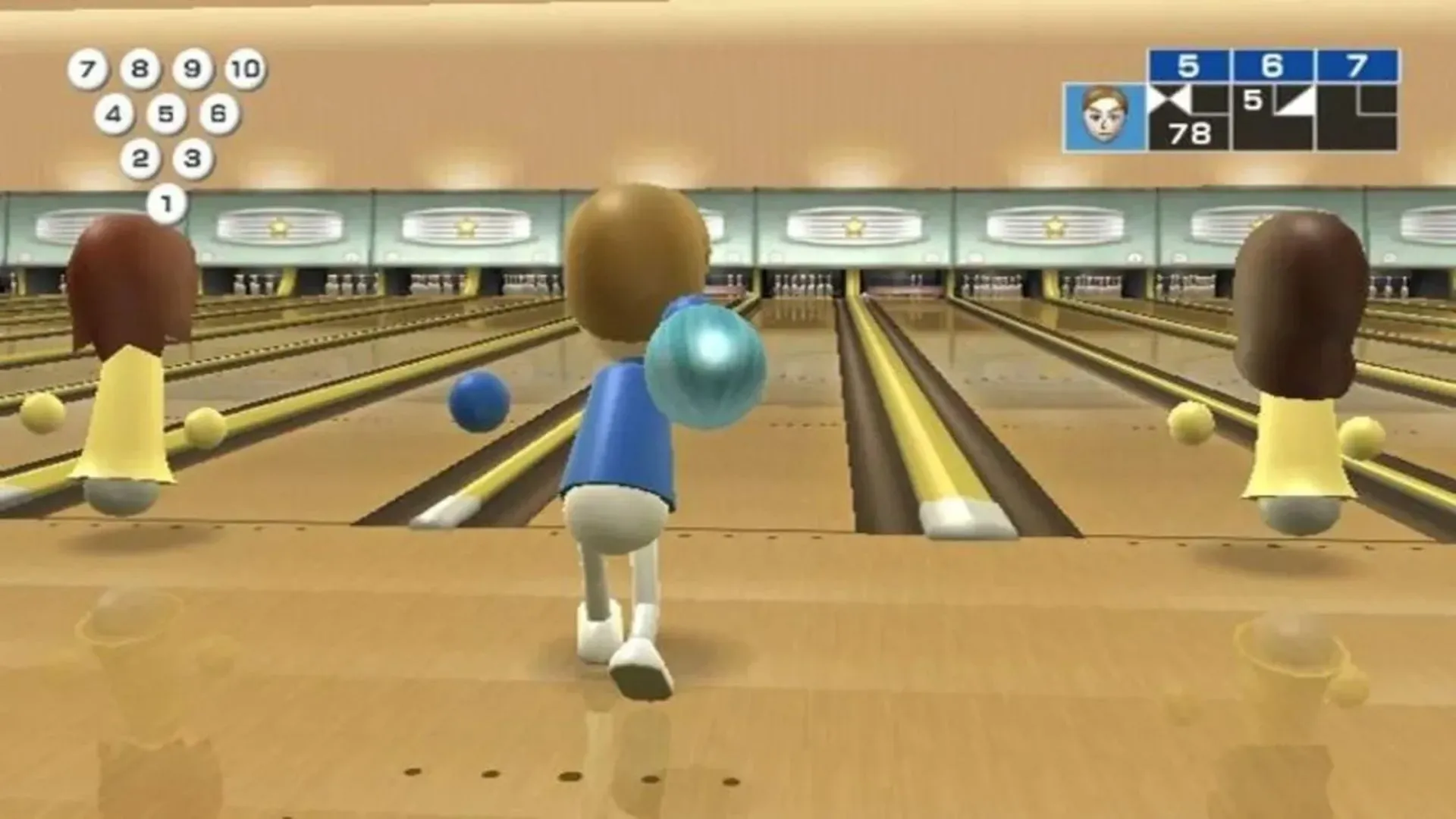 Giao diện trò chơi bowling trong Wii Sports
