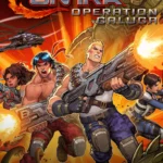 Giao diện trò chơi Contra 3: The Alien Wars trên Super Nintendo, với hai nhân vật chính đang chiến đấu trong môi trường hoang tàn