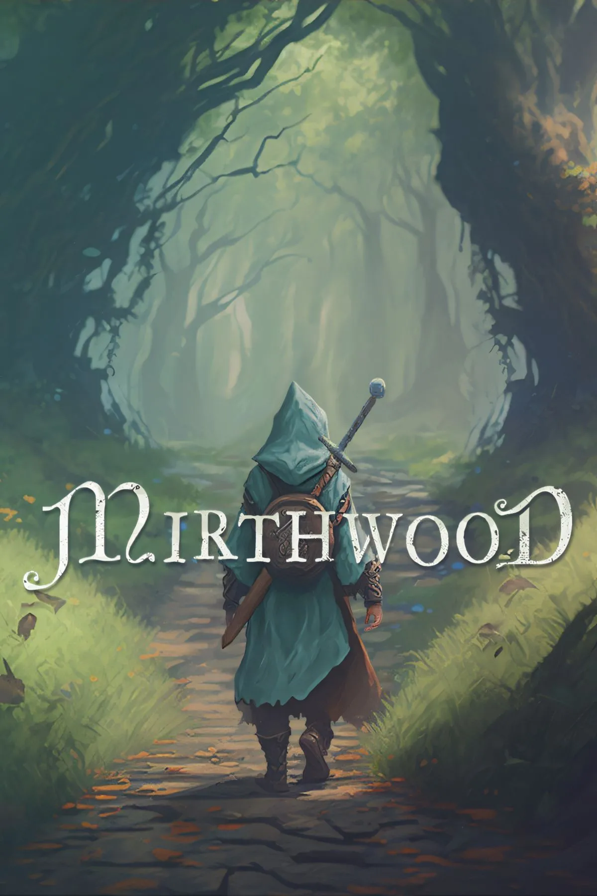 Hình ảnh bìa game Mirthwood với phong cách đồ họa giả tưởng trung cổ